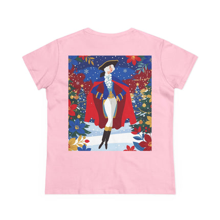 🎄🎭 The Christmas Masquerade Lady Cotton Tee – Art Deco Holiday Glamour