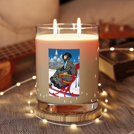 Elegant Winter Woman in Sleigh Scented Candle - Full Glass, 11oz