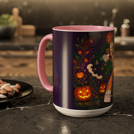 🎭🎃 The Masquerade Beneath The Pumpkin Lantern Colorful Mug – Theatrical Halloween Charm