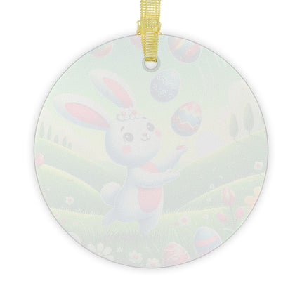 Easter Bunny Glass Ornament