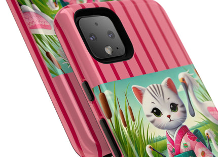 Geisha Kitten Strolls Among the Spoonbills Phone Cases