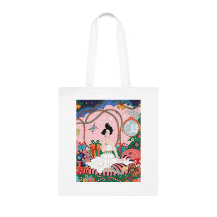 🎄🌹 Christmas Morning In The Rose Parlor Cotton Tote Bag – Art Deco Holiday Romance