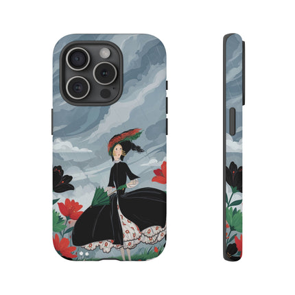 🌧️🌺 The Stormy Flower Walk Phone Case – Art Deco Floral Fashion