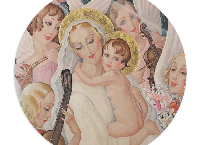 Madonna with Child Surrounded by Musical Angels by Gerda Wegener Mouse Pad, Round and Rectangle