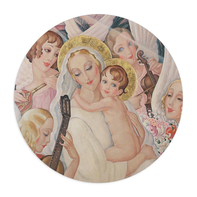Madonna with Child Surrounded by Musical Angels by Gerda Wegener Mouse Pad, Round and Rectangle