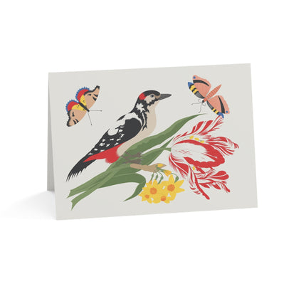 Woodpecker & Tulip Greeting Card – Vibrant Energy & Cheerful Charm