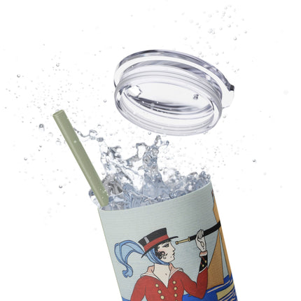 Costume de Yacht by George Barbier Skinny Tumbler with Straw, 20oz