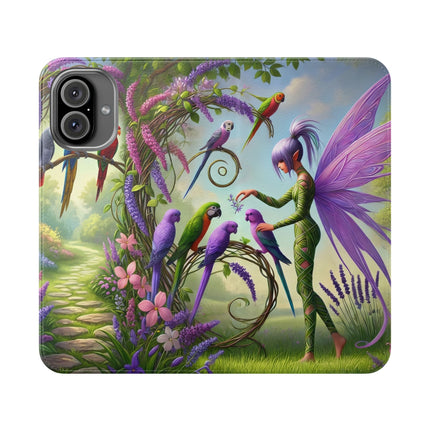 🧚🦜 Lavender-Winged Fairy Flip Case – Dreamy Elegance & Spring Whimsy