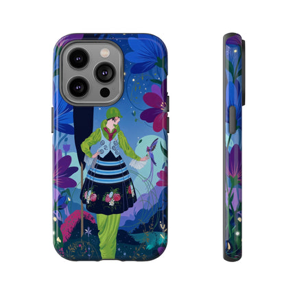 🌸🐦 The Lady Of The Midnight Bird Garden Phone Case – Art Deco Floral Fantasy