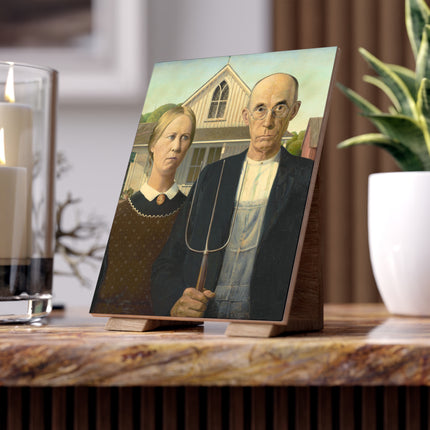 American Gothic by Grant Wood Ceramic Tile