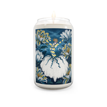 🌼💙 The Lady Of The Moonlit Daisy Garden Scented Soy Candle – Art Deco Floral Fantasy