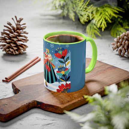 ❤️❄️ The Winter Heart Messenger Colorful Mug – Art Deco Snow Garden Fantasy