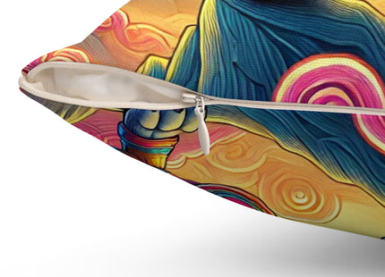 Mountain Wolf Spun Polyester Square Pillow