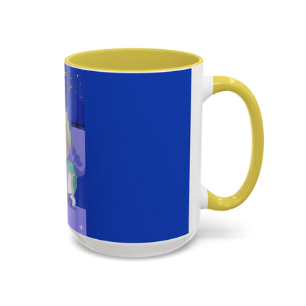 Wishes Beneath the Comet Sky Colorful Mug (11oz, 15oz) – Celestial Magic, Art Deco Elegance & Dreamy Wonder