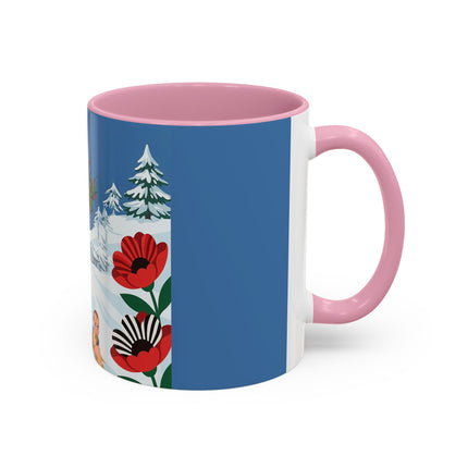 🎿🎄 The Christmas Holly Skier Colorful Mug – Whimsical Holiday Fantasy
