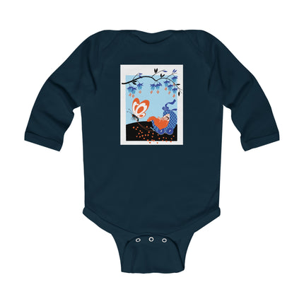 Fluttering Dreams Baby Long Sleeve Bodysuit – Butterfly Carriage & Whimsical Journey