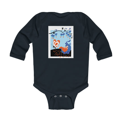 Fluttering Dreams Baby Long Sleeve Bodysuit – Butterfly Carriage & Whimsical Journey