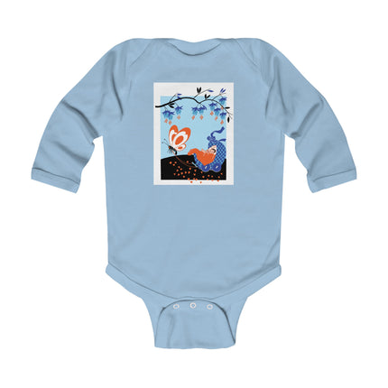 Fluttering Dreams Baby Long Sleeve Bodysuit – Butterfly Carriage & Whimsical Journey