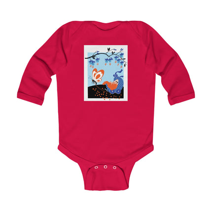 Fluttering Dreams Baby Long Sleeve Bodysuit – Butterfly Carriage & Whimsical Journey
