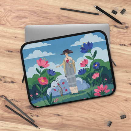 🌸🎀 The Lady In The Summer Garden Laptop Sleeve – Art Deco Floral Elegance