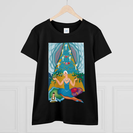 Art Deco Christmas Elegance Women's Midweight Cotton Tee