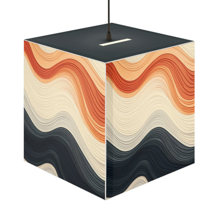 Wave Pattern in Hues of Beige, Orange, Grey, and Black Light Cube Lamp
