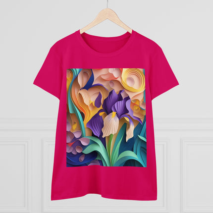 The Elegant Iris Flower Women's Midweight Cotton Tee