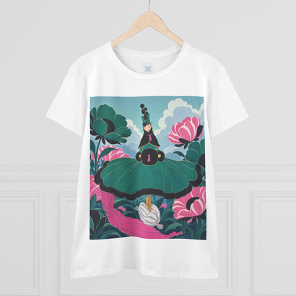 💚🌸 The Emerald Blossom Enchantress Cotton Tee – Art Deco Floral Fantasy