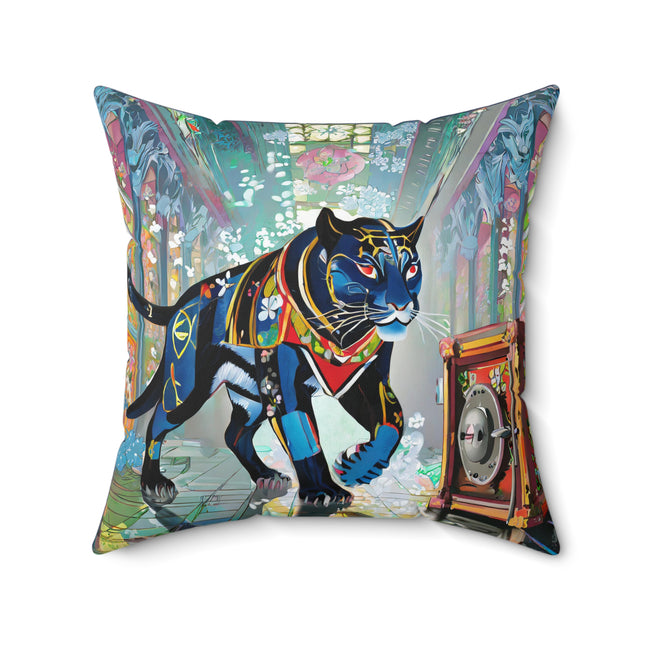 Cyber Panther's Hunt Spun Polyester Square Pillow