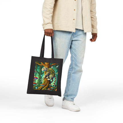 The Silent Stripes Cotton Canvas Tote Bag – Stealth, Grace & Enchanted Forest