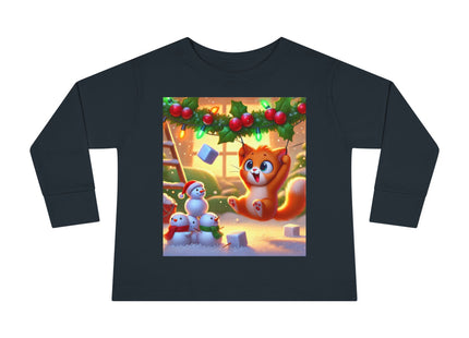 Naughty or Nice Kitten Christmas Toddler Long Sleeve Tee