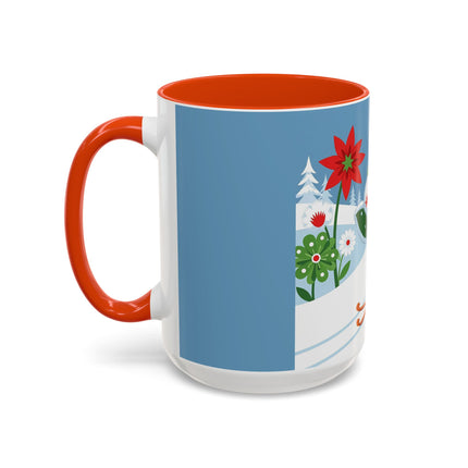 🎿❄️ The Winter Garden Skier Colorful Mug – Whimsical Holiday Fantasy