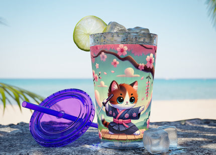 Samurai Kitten Sunsplash Tumbler with Straw, 16oz