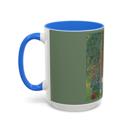 Farm Garden with Sunflowers by Gustav Klimt Colorful Mugs (11oz, 15oz)