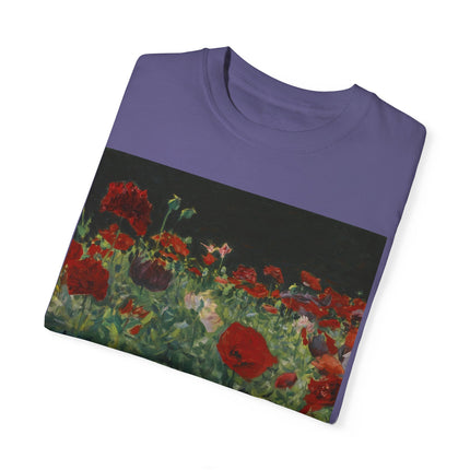 Poppies (A Study of Poppies for Carnation, Lily, Lily, Rose) by John Singer Sargent Unisex Garment-Dyed T-shirt