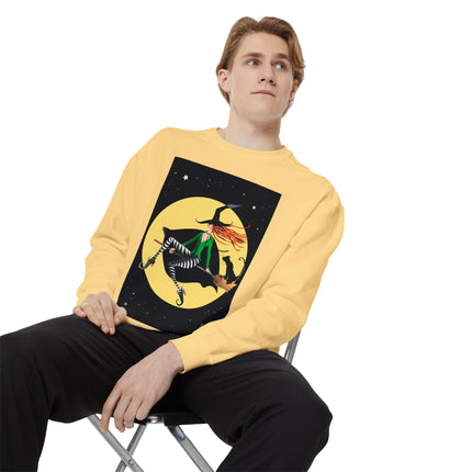 A Witch’s Moonlit Flight Unisex Garment-Dyed Sweatshirt