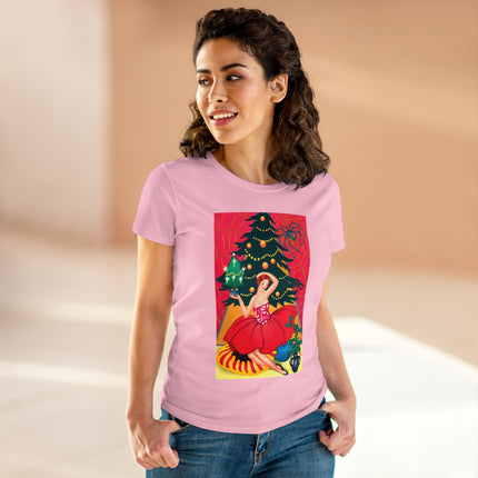 Art Deco Christmas Enchantment Women's Midweight Cotton Tee
