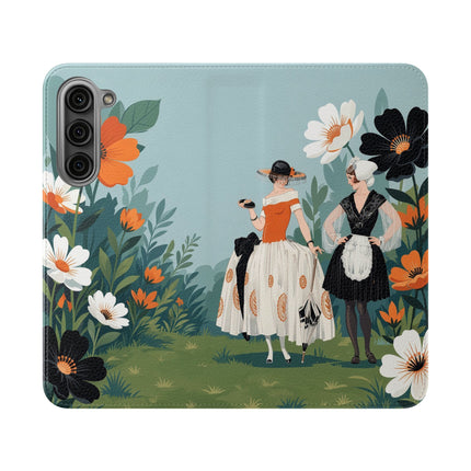 🌼🖤 The Ladies Of The Garden Promenade Flip Case – Art Deco Floral Fashion