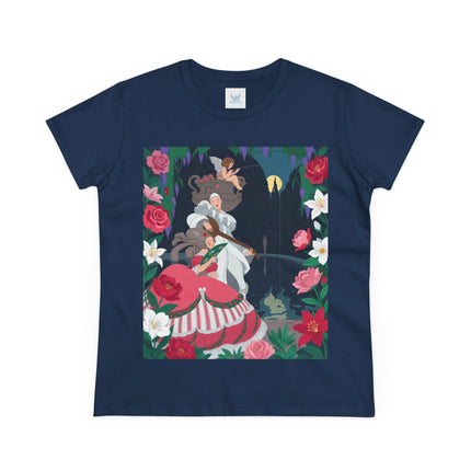 🌹🎶 The Midnight Garden Serenade Cotton Tee – Art Deco Romantic Fantasy