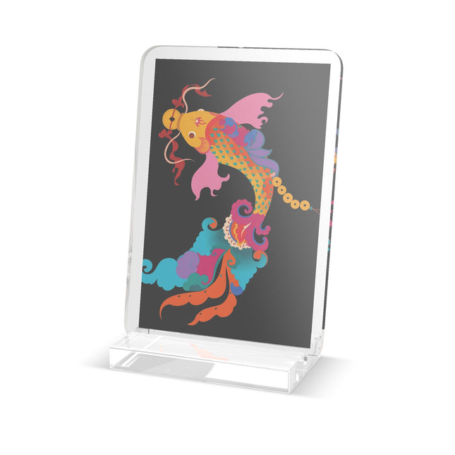 Golden Koi Acrylic Plaque – Lucky Swim & Vibrant Fortune