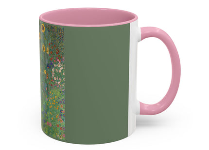 Farm Garden with Sunflowers by Gustav Klimt Colorful Mugs (11oz, 15oz)