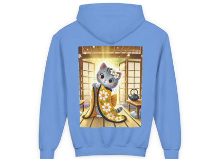 Playful Kitten in the Tea Room Youth Heavy Blend Hooded Sweatshirt