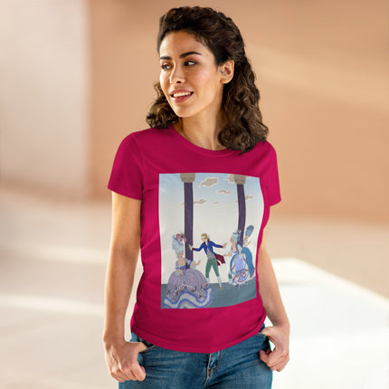 🎭🌸 The Garden Masquerade Cotton Tee – Art Deco Fashion Illustration