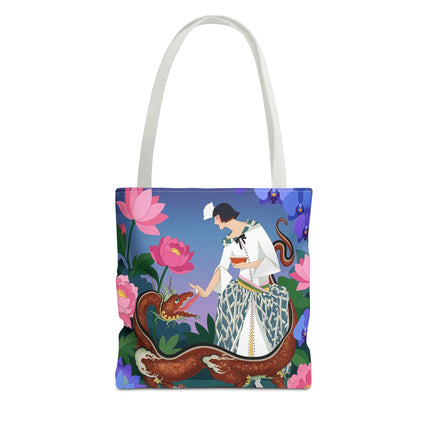 🐉🌸 The Dragon Keeper Tote Bag – Art Deco Floral Fantasy