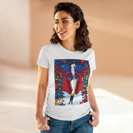 🎄🎭 The Christmas Masquerade Lady Cotton Tee – Art Deco Holiday Glamour
