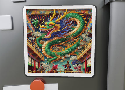 Tibetan Dragon Over Kabuki Duel Die-Cut Magnets (4 Sizes)