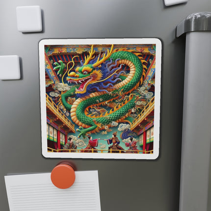 Tibetan Dragon Over Kabuki Duel Die-Cut Magnets (4 Sizes)