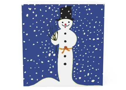 Snowman in Falling Snow Note Cube