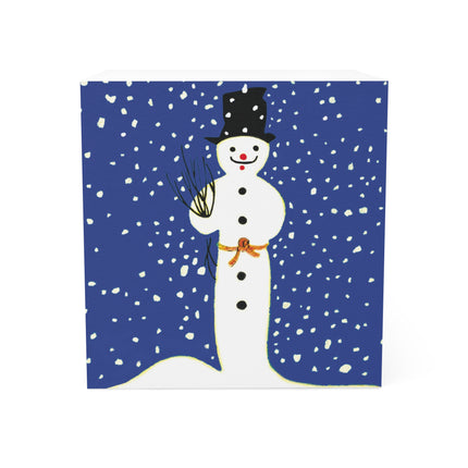 Snowman in Falling Snow Note Cube