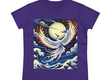 Majestic White Crane Women's Midweight Cotton Tee